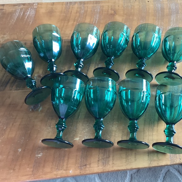 Set of 10 Libby Duratuff Juniper Dark Green Gibaltrar Goblets - Picture 2 of 2